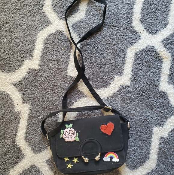 Black Crossbody purse with Sewn patches - Picture 1 of 1
